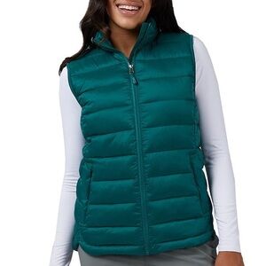 32 Degrees Puffer Vest Dark Green Lightweight Packable Pockets Pit to Pit 18” XS